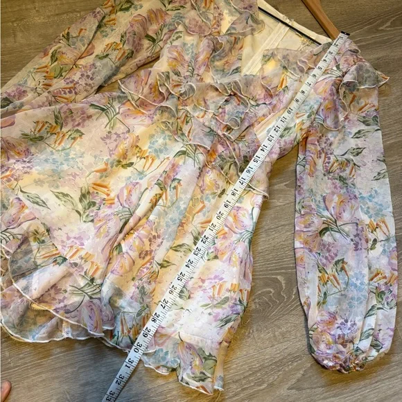 A.PEACH Floral Ruffle Long Sleeve romper - size S- NWT - Picture 7 of 10